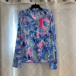 NWT LILLY PULITZER XL HALF ZIP UPF50 top